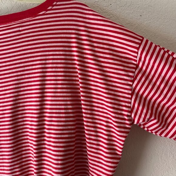 Free Assembly Shirt Womens L Red‎ White Striped Long Sleeve Boxy - Picture 9 of 11